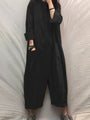Oversized Baumwoll-Leinen-Jumpsuit mit langen Ärmeln – Amara