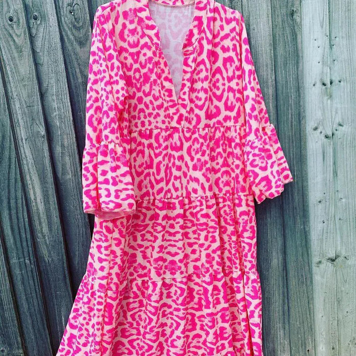 Trendiges Maxikleid mit rosa Leopardenmuster - ChicSafari