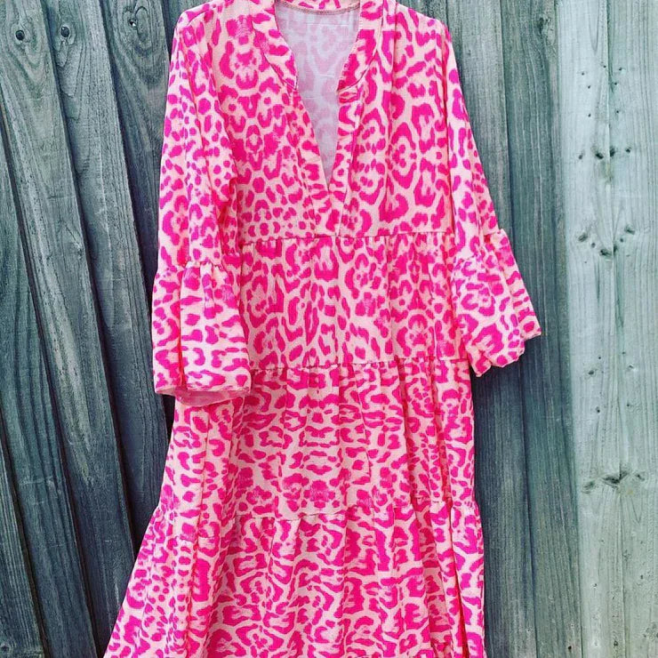 Trendiges Maxikleid mit rosa Leopardenmuster - ChicSafari