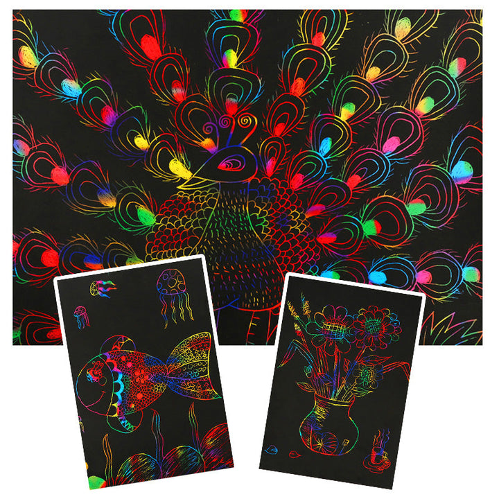 Kratzerkarten-Set mit magischen Regenbogenfarben - ColorBurst