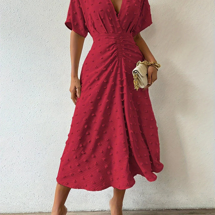 Fein gefaltetes Midikleid mit Rüschen | Abendkleid