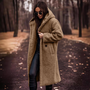 Lange Damen Teddyjacke mit Kapuze – Maren