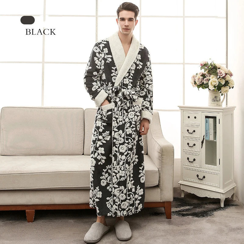 Jacquard Bathrobe | Warm and comfy fleece bathrobe