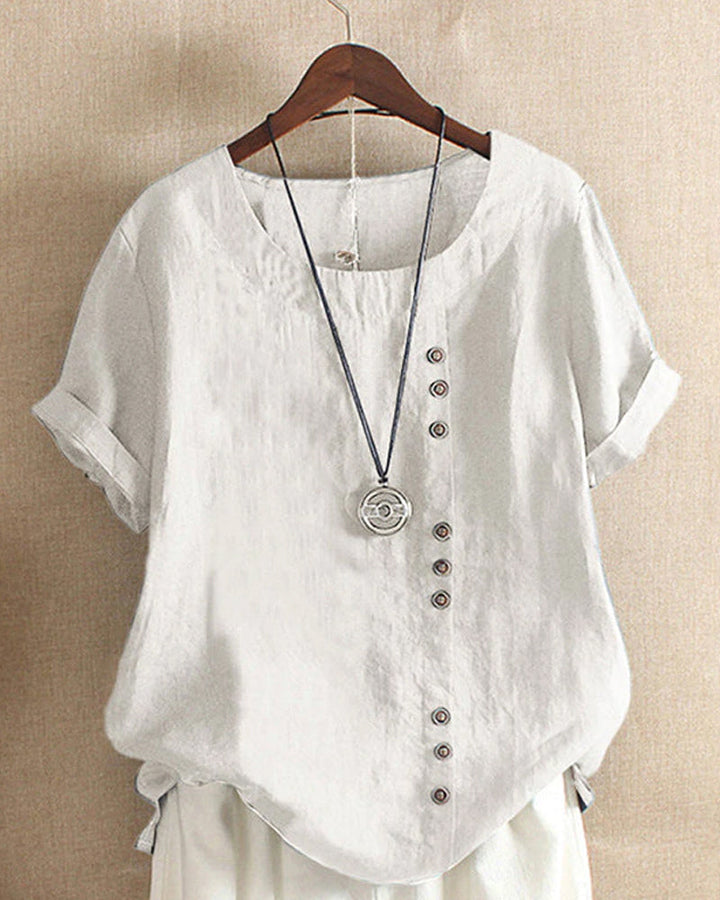 Effen T-Shirt met Korte Mouwen en Ronde Hals – Samantha