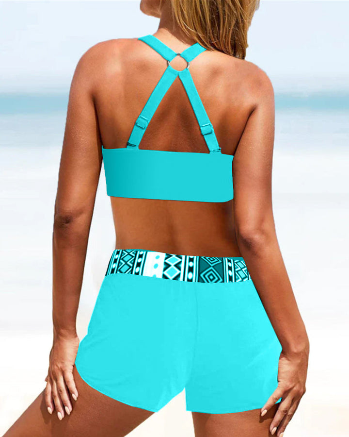 Bikini mit hoher Taille und geometrischem Muster – Serena