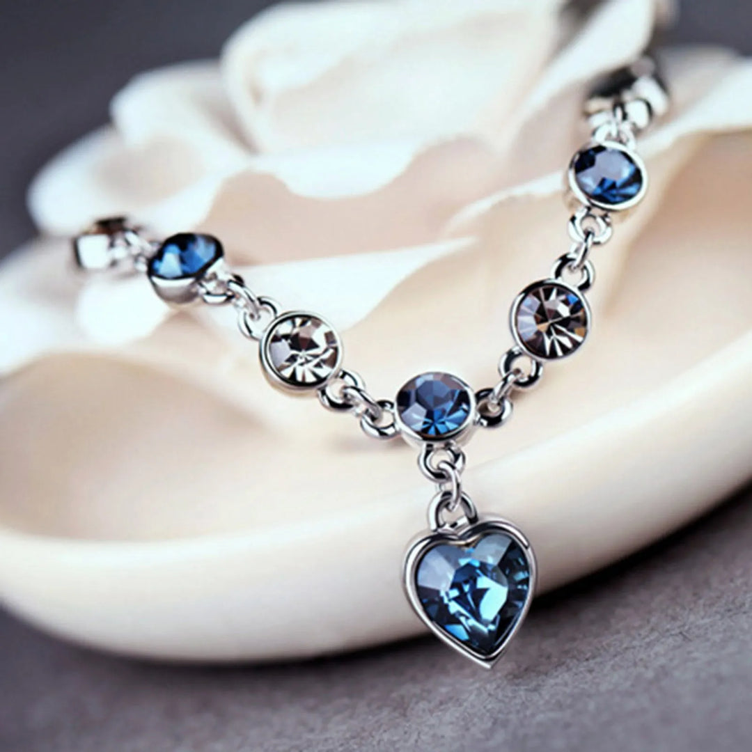 Ozeanherz Kristallarmband | Mit wunderschönem blauem Herzanhänger