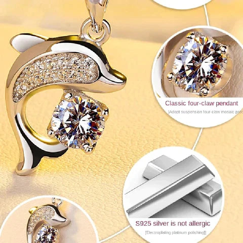 Crystal necklace with dolphin pendant | Lucky charm on a necklace!