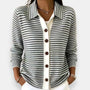 Striped Button Cardigan with Ribbed Cuffs 3