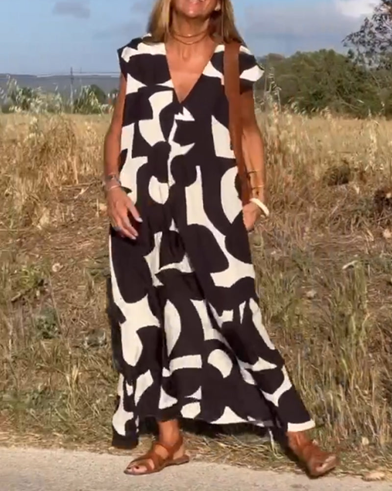 V-Ausschnitt Maxikleid mit Print - Bella