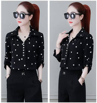 Stylish women's chiffon blouse with buttons & turned-down collar – Fenya