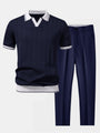 Men's Ribbed Polo & Tapered Pants Smart Casual Set 2
