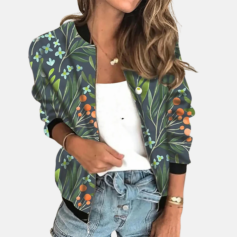 Damen Retro Bomberjacke mit Print - Zoë