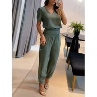 Trendiger Damen-Jumpsuit mit kurzen Ärmeln und weitem Bein - Alina