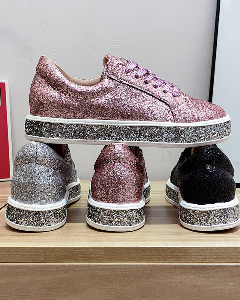 Stilvolle Plateau-Glitzer-Damensneaker - Sienna