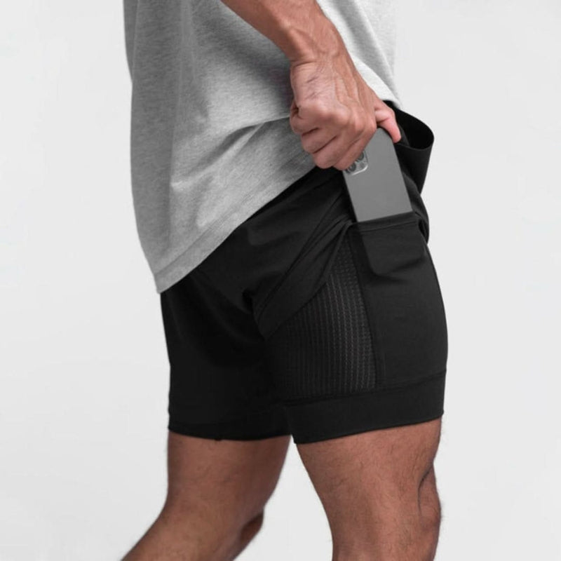 2-in-1 Ademende Heren Sportshorts met Binnenshorts - Noah