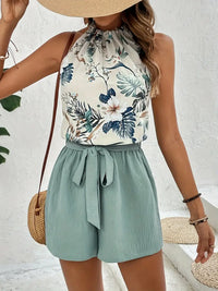 Tweedelig vrijetijdsset dames met tropenmotief - Leona