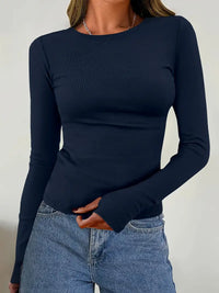 Damen-Top mit langen Ärmeln und Rundhalsausschnitt für Herbst & Winter – Vivienne