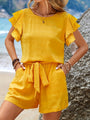 Zweiteiliges Set mit Fledermausärmeln und locker fallenden Shorts – Livana