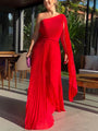 Trendiges One-Shoulder-Maxikleid mit Plisseefalten – Mirella