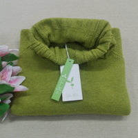Light Green, Oversized Knitted Turtleneck Sweater - HerbstGlanz