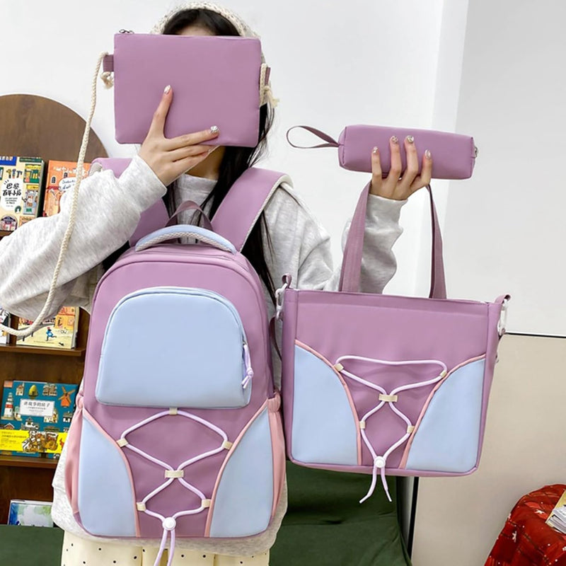 Schooltas Set – Grote Capaciteit Studentenrugzak met Pennenhouder & Tassen – Nivora