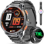Militärische Smartwatch für Männer mit 1,85" HD-Bildschirm und Taschenlampe