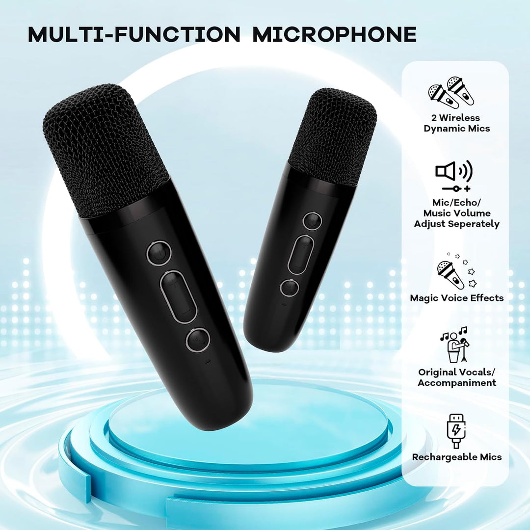 Portable Mini Karaoke Machine with Bluetooth Speaker &amp; 2 Wireless Microphones – Veylo