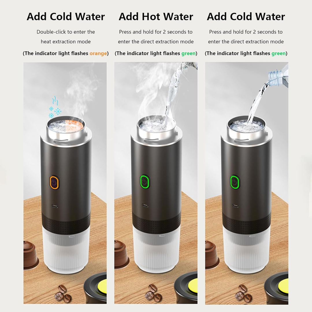 Draagbare 3-in-1 Espresso Koffiemaker met Oplaadbare Batterij – Raverno