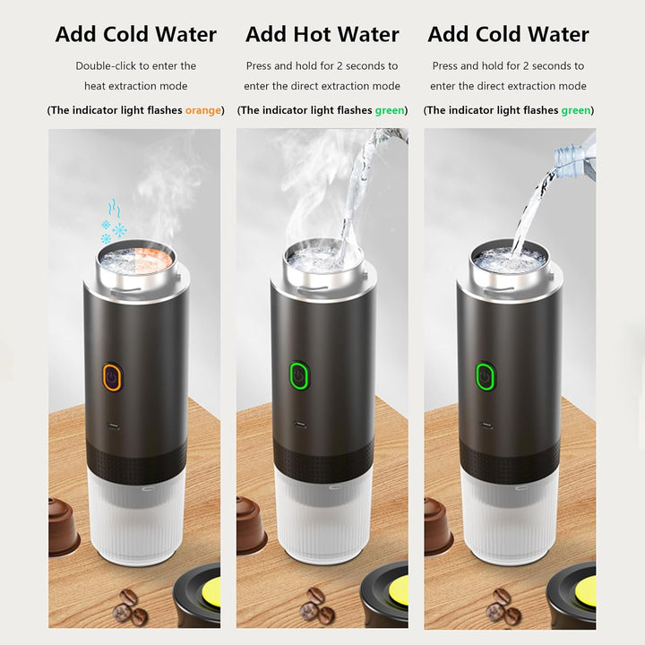 Draagbare 3-in-1 Espresso Koffiemaker met Oplaadbare Batterij – Raverno