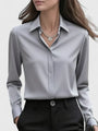 Women's Satin Long Sleeve Blouse - Polished Office Shirt 4