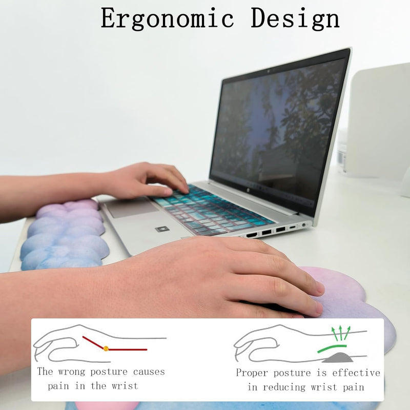 Ergonomisches Handgelenkauflagen-Set in Wolkenform mit Mauspad & Untersetzer – Zeyora