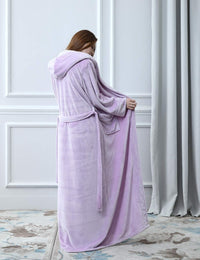 Fluffy Fleece Bathrobe with Hood - CozyFluff