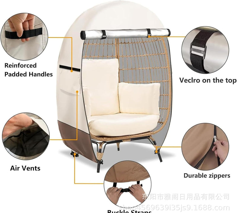 Waterproof Egg-Shaped Chair Cover with Double Zipper – Solara 