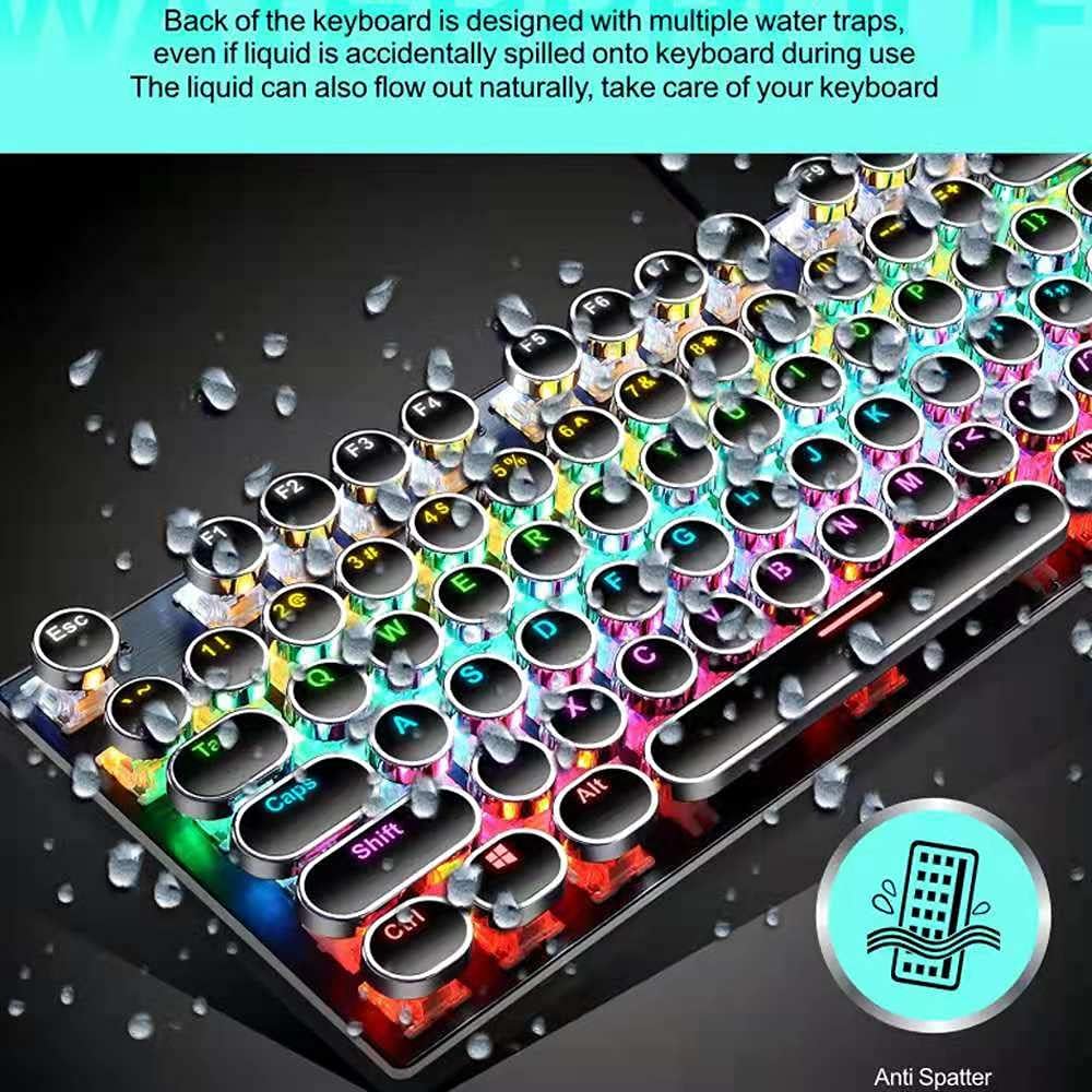 Mechanisch 87-toetsen gamingtoetsenbord met RGB-achtergrondverlichting en blauwe schakelaars