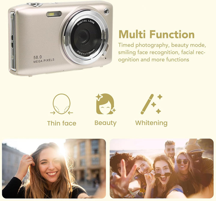 4K Compact Digitale Camera met 58MP Foto's en 16X Zoom – Lumora