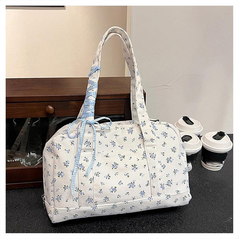 Bow Duffle Bag – Grote Canvas Weekendtas met Lintenaccent – Floria