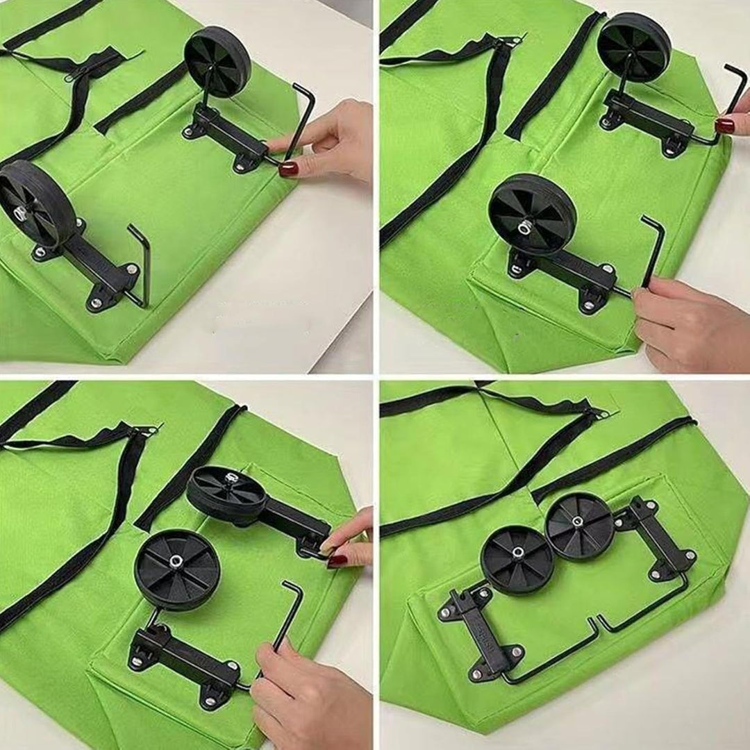 Large Capacity Folding Shopping Bag with Wheels – Reusable Cart Tote – Veytra