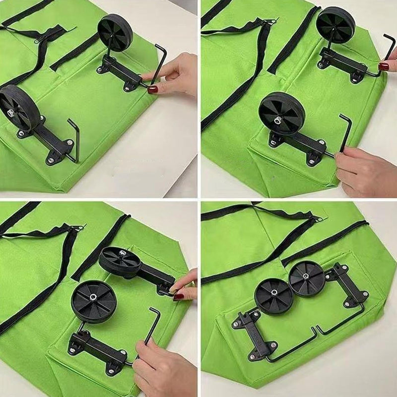 Large Capacity Folding Shopping Bag with Wheels – Reusable Cart Tote – Veytra