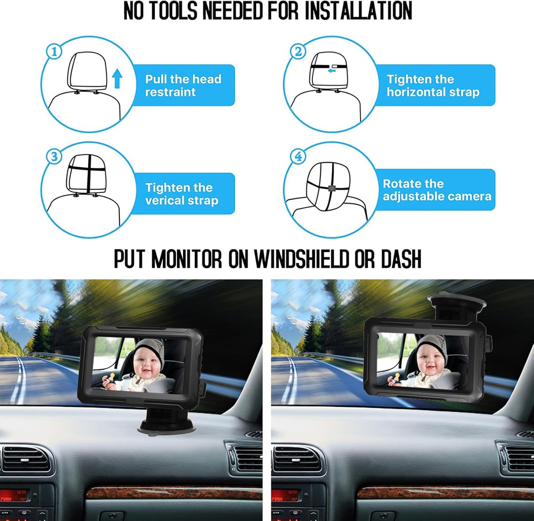Baby car mirror with 1080P camera &amp; 4.3'' screen – Solvian 
