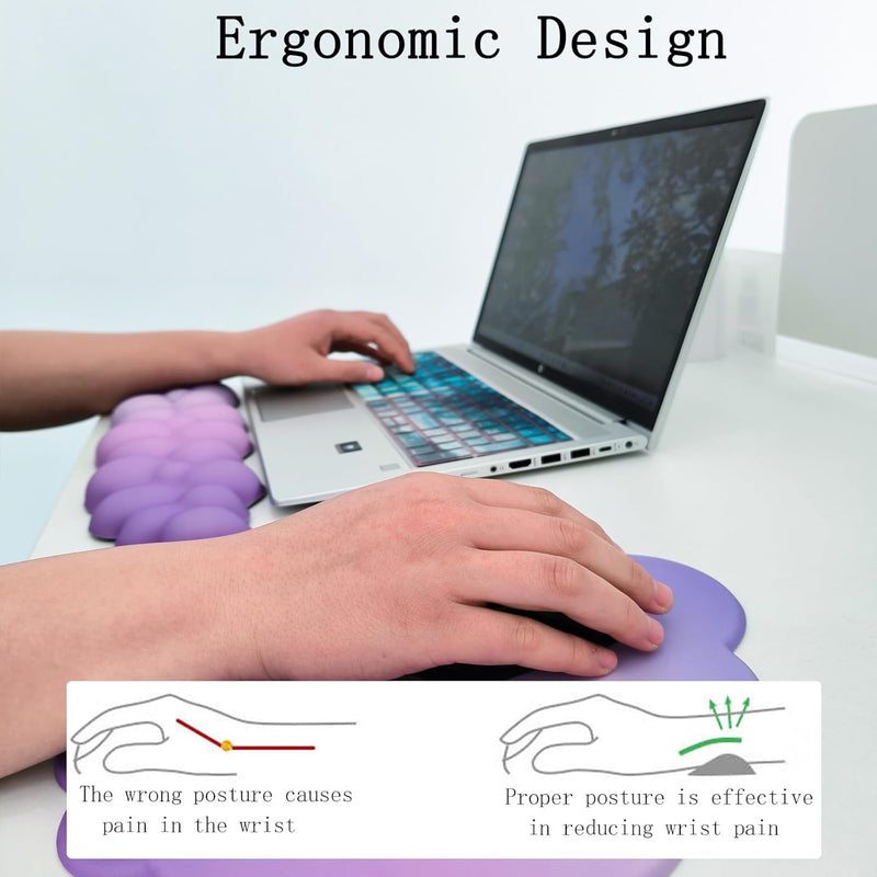 Ergonomisches Handgelenkauflagen-Set in Wolkenform mit Mauspad & Untersetzer – Zeyora