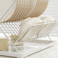 Folding Dish Drying Rack – 2-Tier Countertop Drying Rack with Removable Drip Tray – Kelvra 