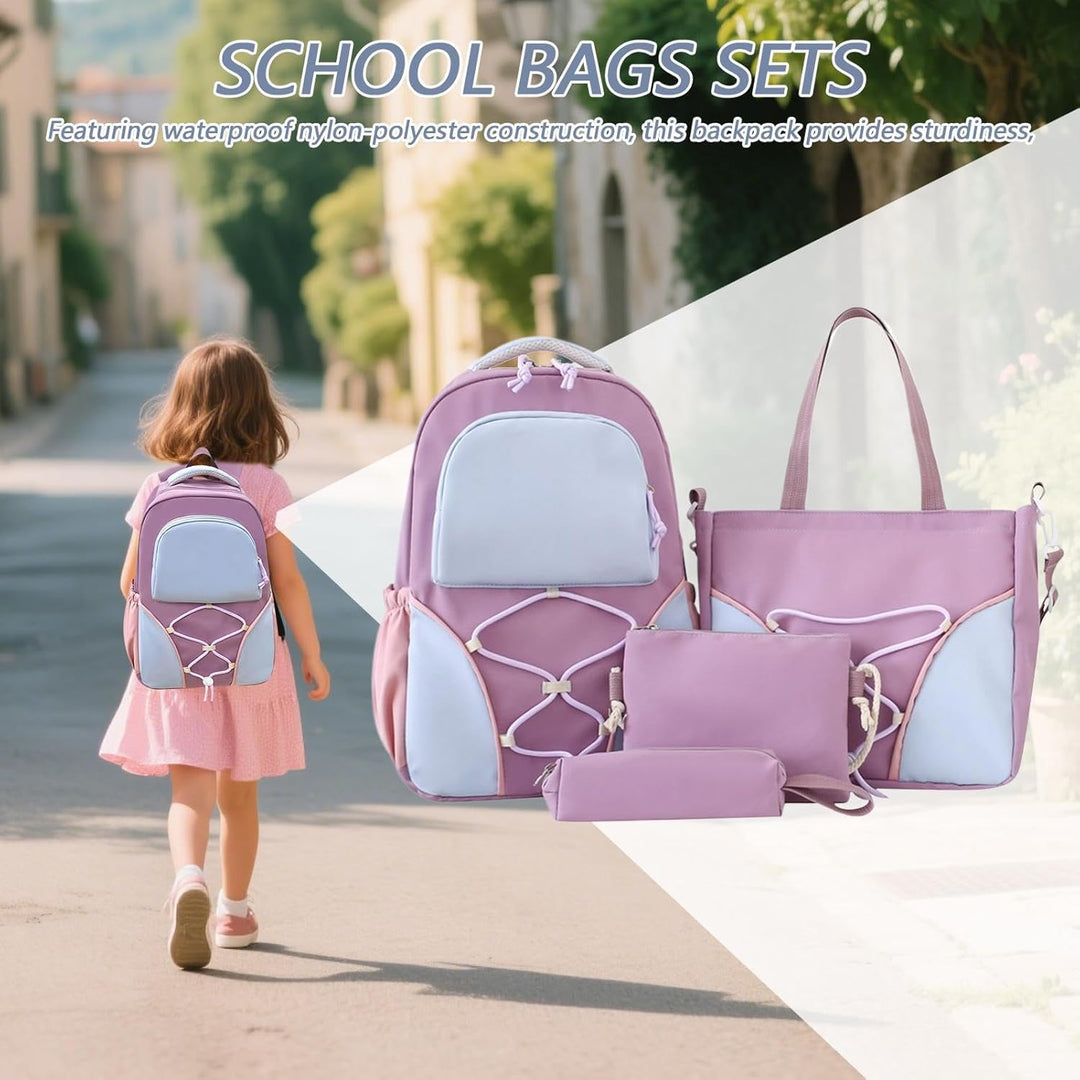 Schooltas Set – Grote Capaciteit Studentenrugzak met Pennenhouder & Tassen – Nivora