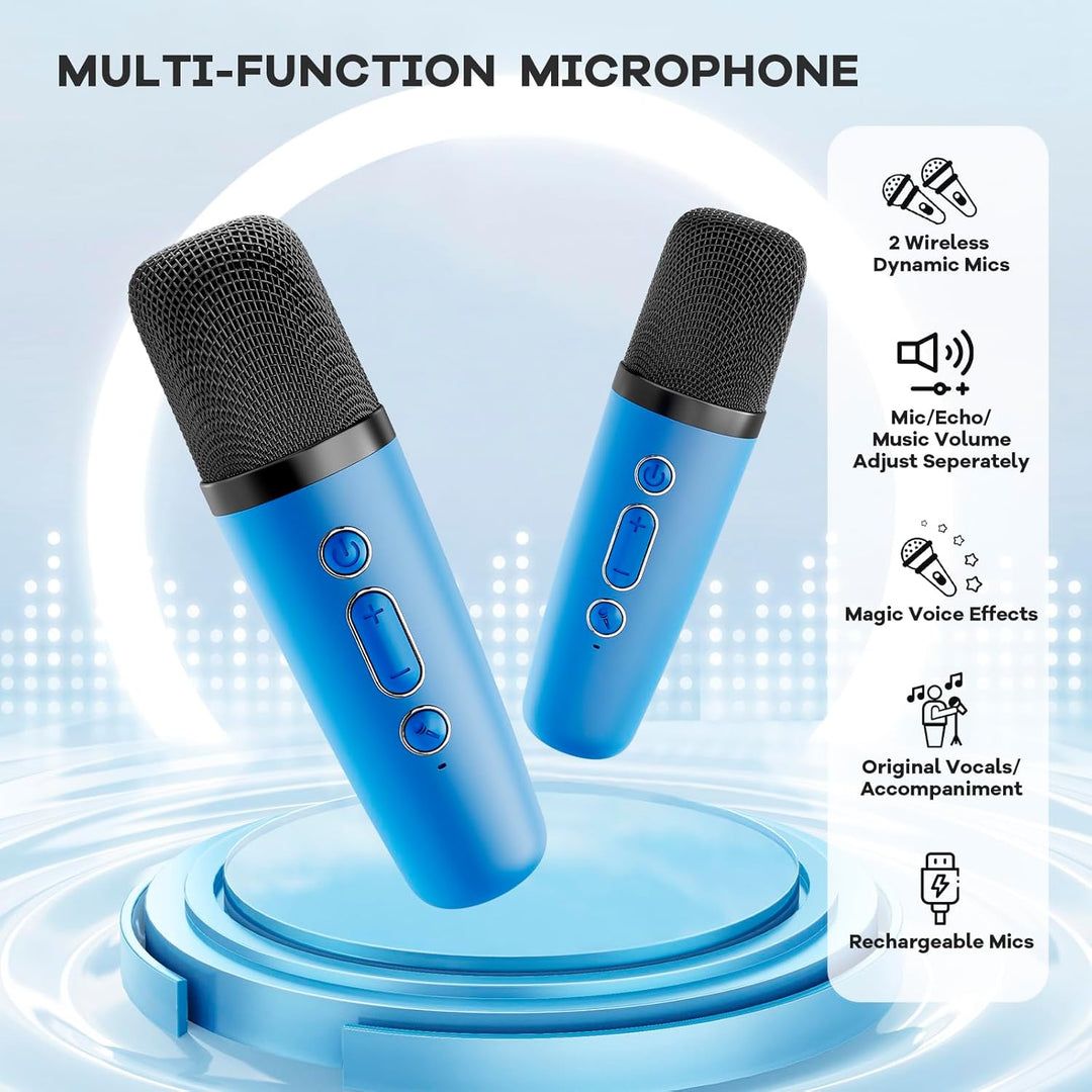 Portable Mini Karaoke Machine with Bluetooth Speaker &amp; 2 Wireless Microphones – Veylo