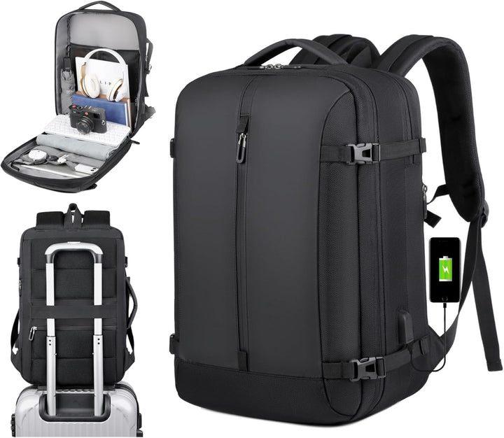 40L Uitbreidbare Waterdichte Reisrugzak met USB-poort & 17” Laptopvak – AirVoyage