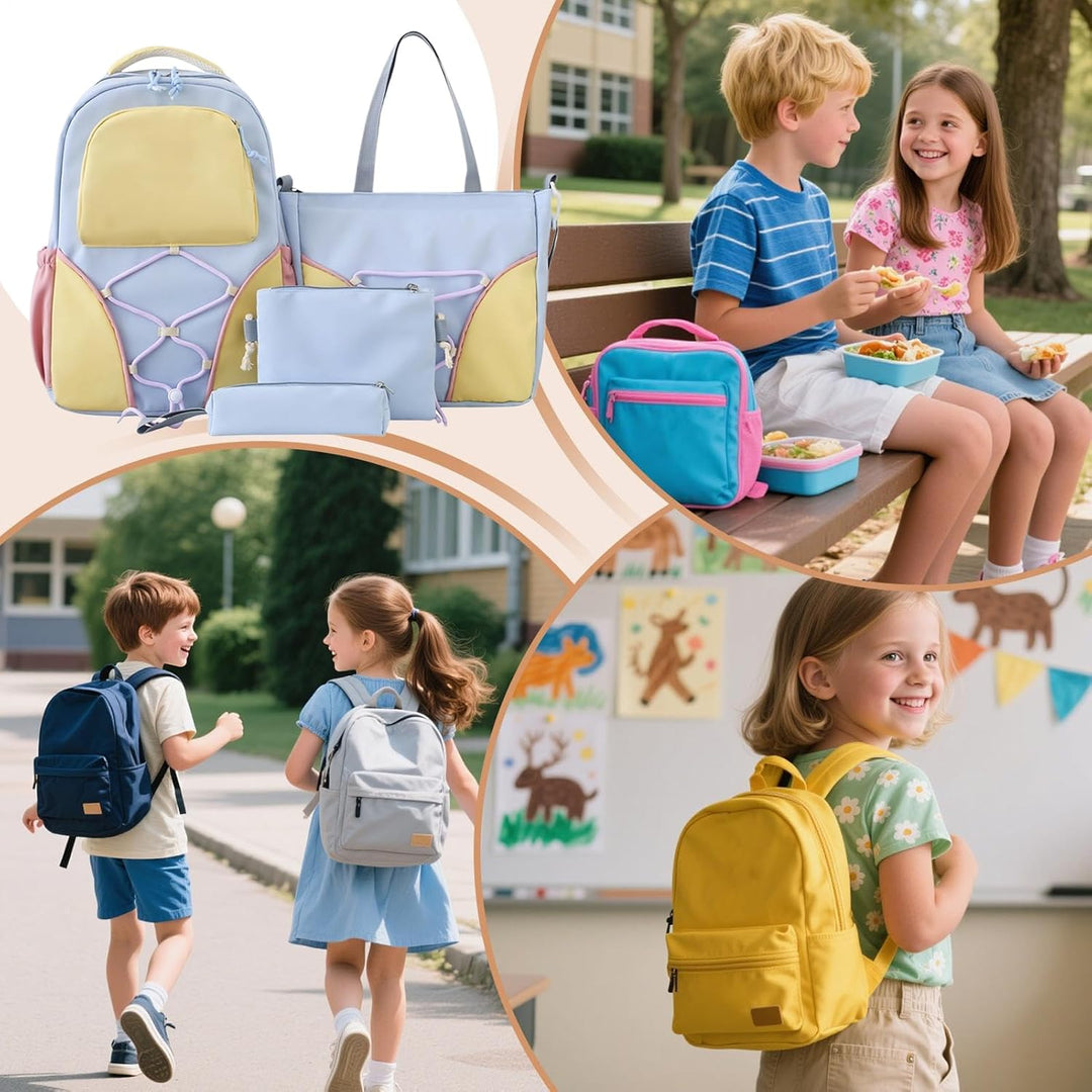 Schooltas Set – Grote Capaciteit Studentenrugzak met Pennenhouder & Tassen – Nivora