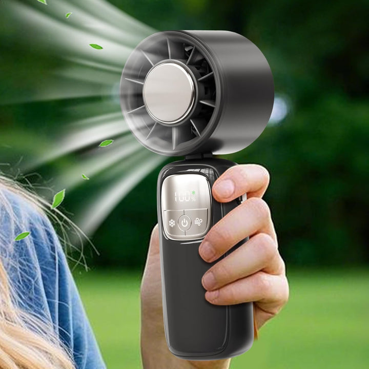 Tragbarer faltbarer Handventilator mit LED-Display – 100 Geschwindigkeiten