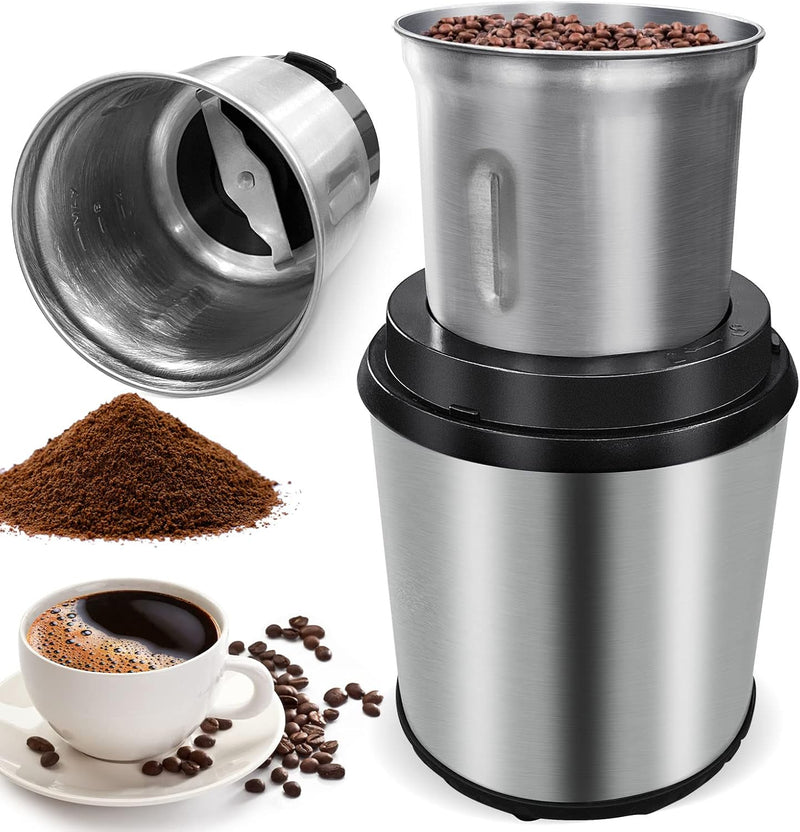 Elektrische Kaffee- & Gewürzmühle mit herausnehmbaren Bechern – BrewMate