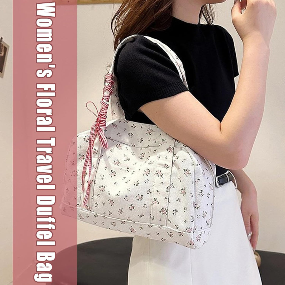 Bow Duffle Bag – Grote Canvas Weekendtas met Lintenaccent – Floria