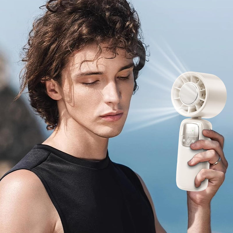Tragbarer faltbarer Handventilator mit LED-Display – 100 Geschwindigkeiten