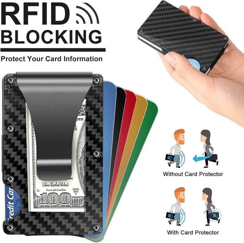 Dünne RFID-blockierende Geldbörse aus Carbonfaser mit Geldklammer - CarbonVault